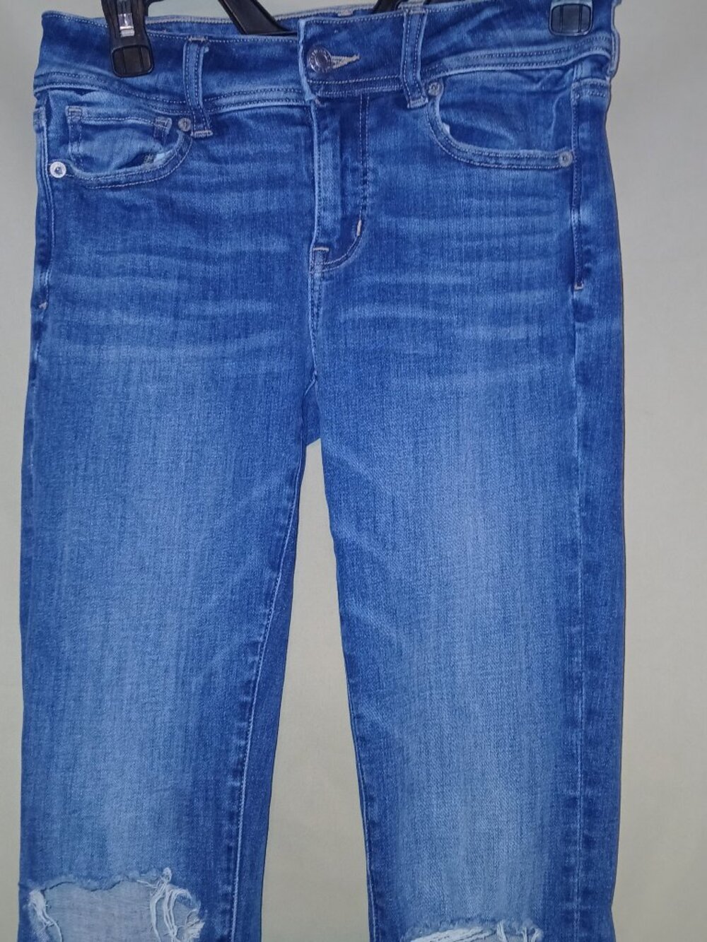American Eagle Outfitters Next Level Stretch Ripped-Knee Jeans Women's 0 Long